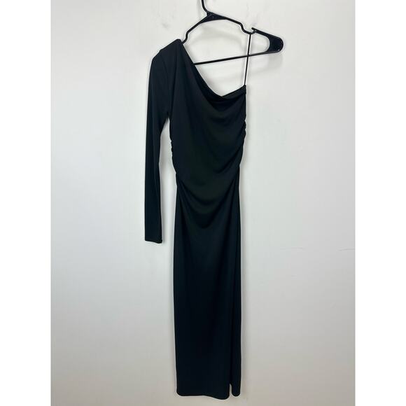 J.Crew One Shoulder Dress Jersey Knit Crepe Draped Ruched Long Black XS NWT - Picture 8 of 10